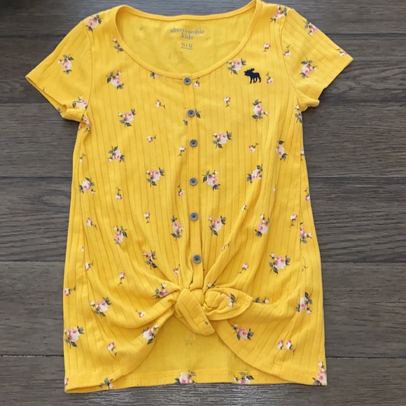 Abercrombie kids ribbed tee in mustard yellow - Picture 4 of 5